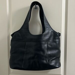 Piel Leather Laptop Hobo bag, pebbled black, gently used condition